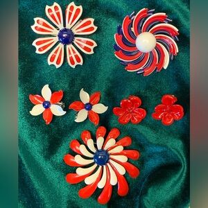 Vintage Red White & Blue Costume Jewelry- Lisner